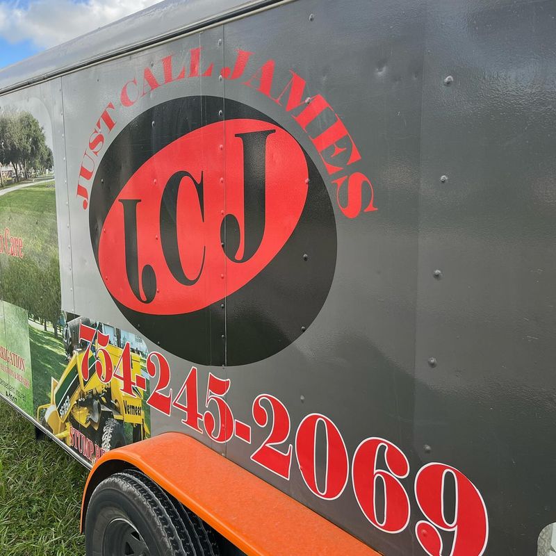 Just Call James branded equipment trailer